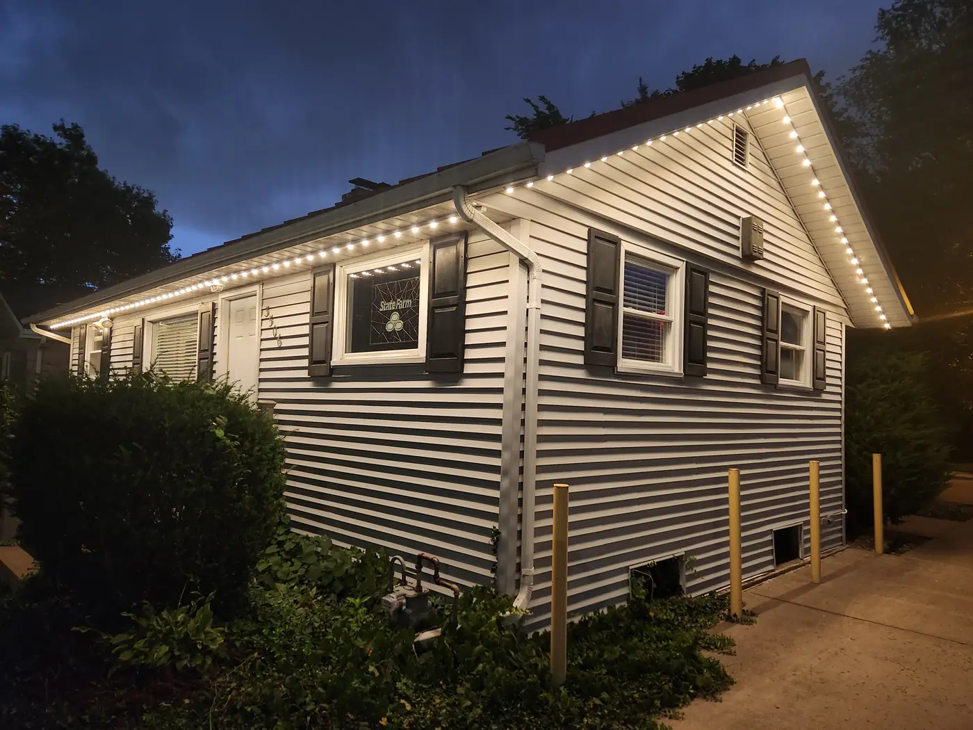 Guenther State Farm with warm white permanent lighting